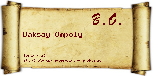 Baksay Ompoly névjegykártya